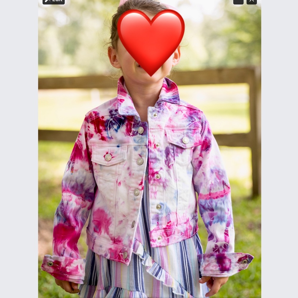 Tie dyed little girl’s denim jacket.